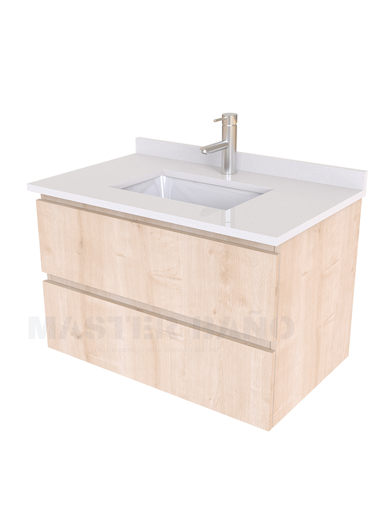 Mueble vanitorio aereo de 60 cm con cubierta de cuarzo / M3-638-A / Rustico 1