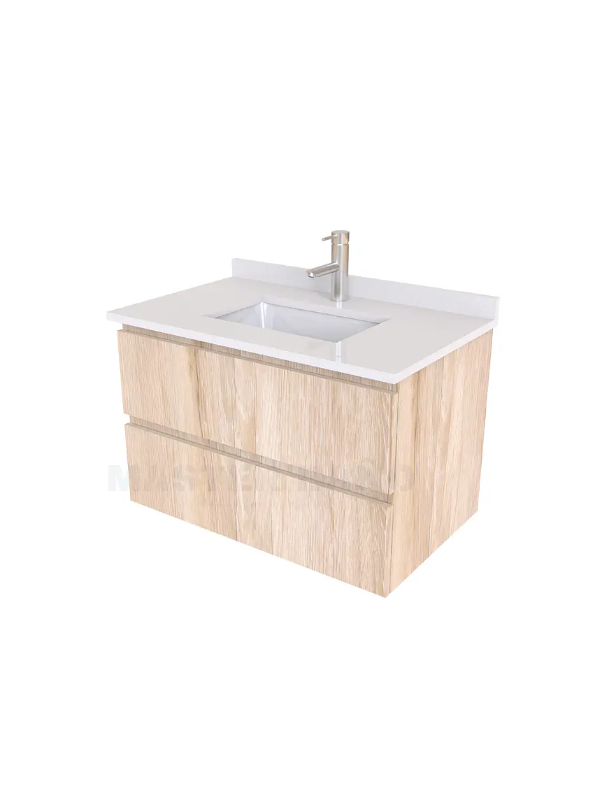 Mueble vanitorio aereo de 60 cm con cubierta de cuarzo / M3-638-A / Cava 1