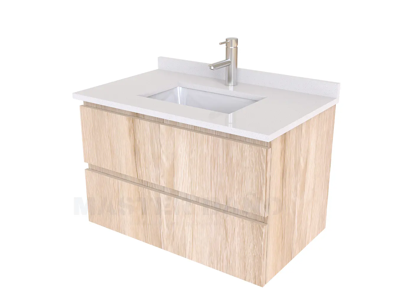 Mueble vanitorio aereo de 60 cm con cubierta de cuarzo / M3-638-A / Cava 1