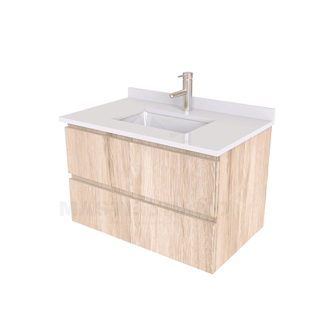 Mueble vanitorio aereo de 60 cm con cubierta de cuarzo / M3-638-A / Cava