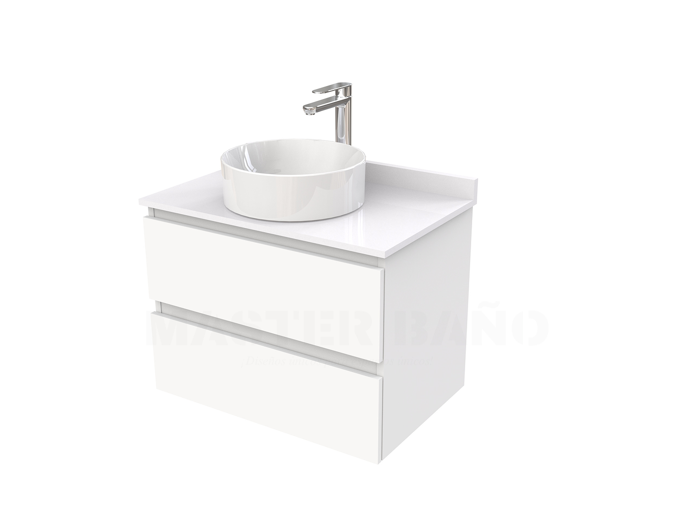 Mueble Vanitorio  para lavamanos sobreponer simple de 70 cm M2-730-SPA / Blanco alto brillo 1