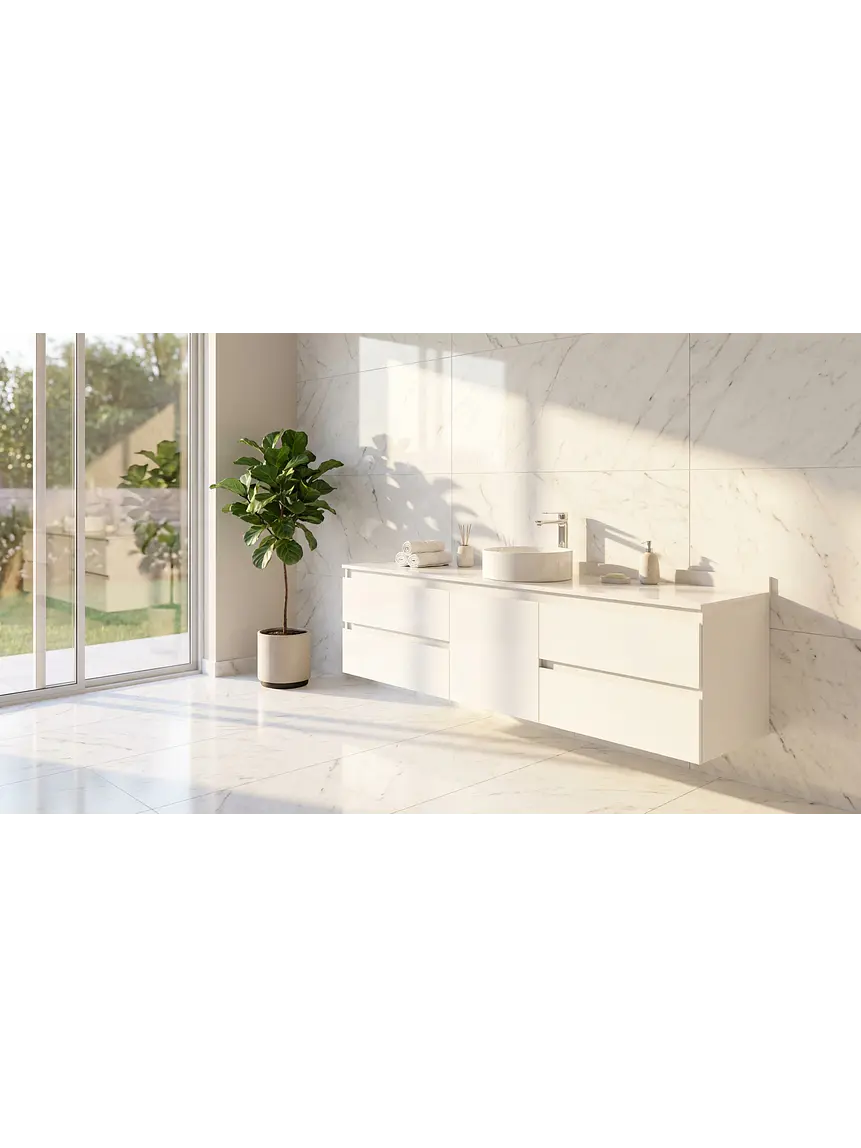 Mueble Vanitorio  aereo para lavamanos sobreponer simple de 180 cm M2-1830-SPA / Blanco 1