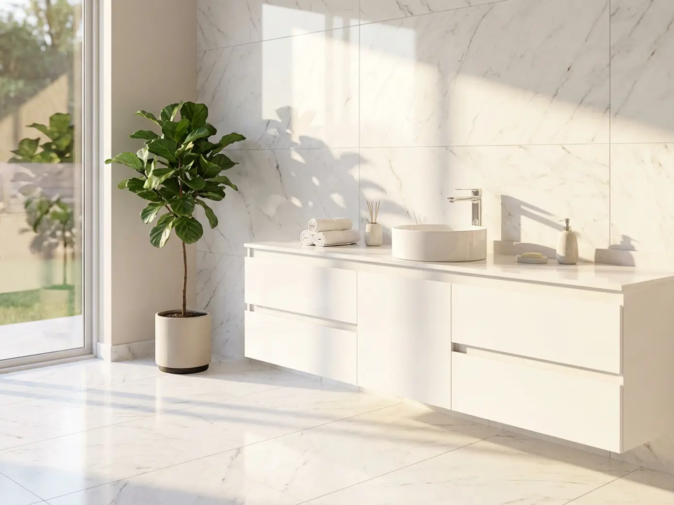 Mueble Vanitorio  aereo para lavamanos sobreponer simple de 180 cm M2-1830-SPA / Blanco 1