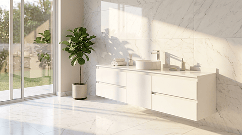 Mueble Vanitorio  aereo para lavamanos sobreponer simple de 180 cm M2-1830-SPA / Blanco