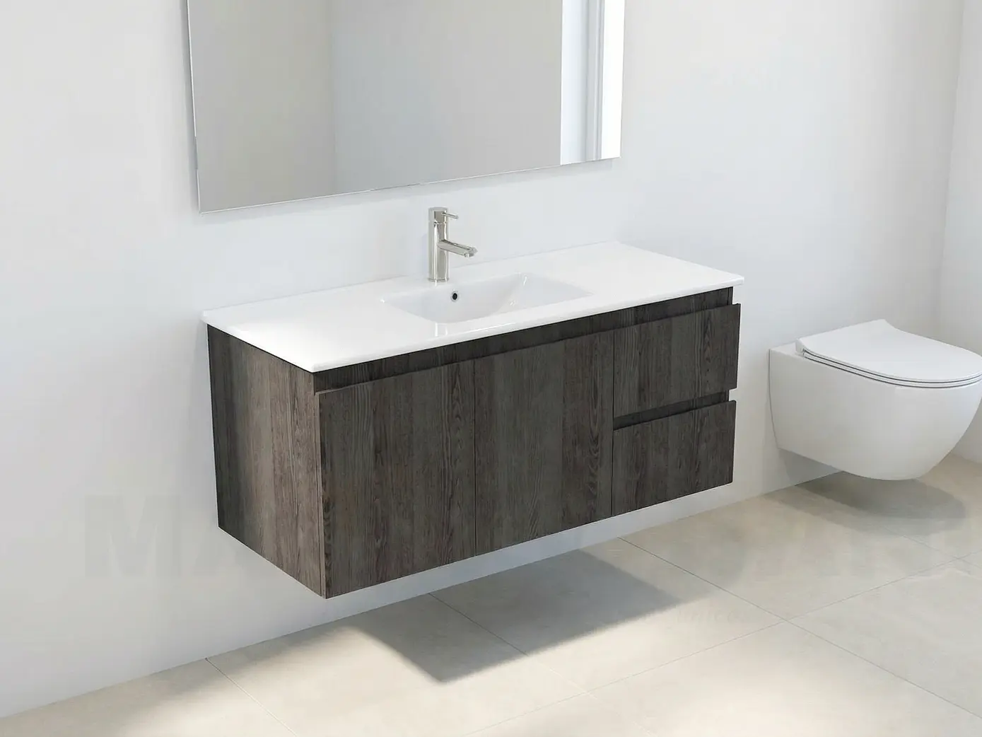 Mueble vanitorio aereo con cubierta de loza de 100 cm / M2-1001-A / Espresso 1