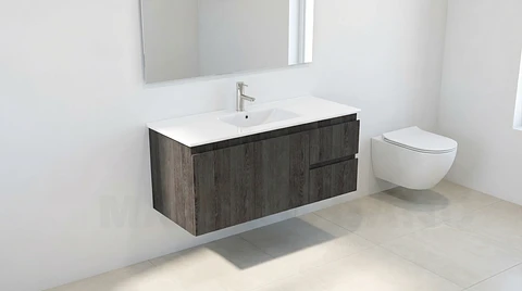 Mueble vanitorio aereo con cubierta de loza de 100 cm / M2-1001-A / Espresso