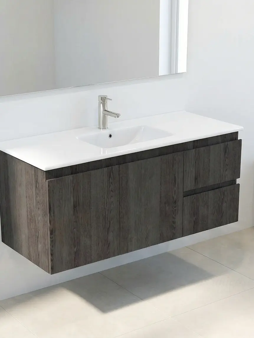 Mueble vanitorio aereo con cubierta de loza de 100 cm / M2-1001-A / Espresso 1