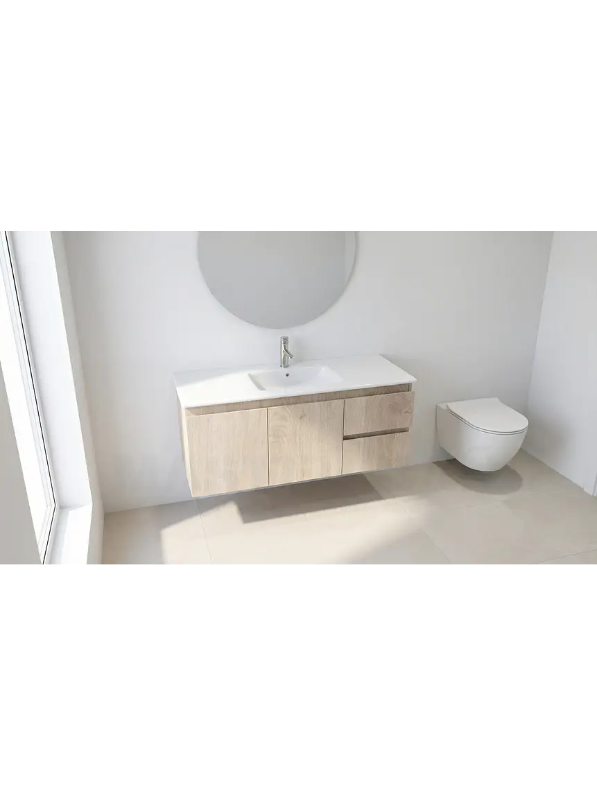 Mueble vanitorio aereo con cubierta de loza de 100 cm / M2-1001-A /Jerez 1