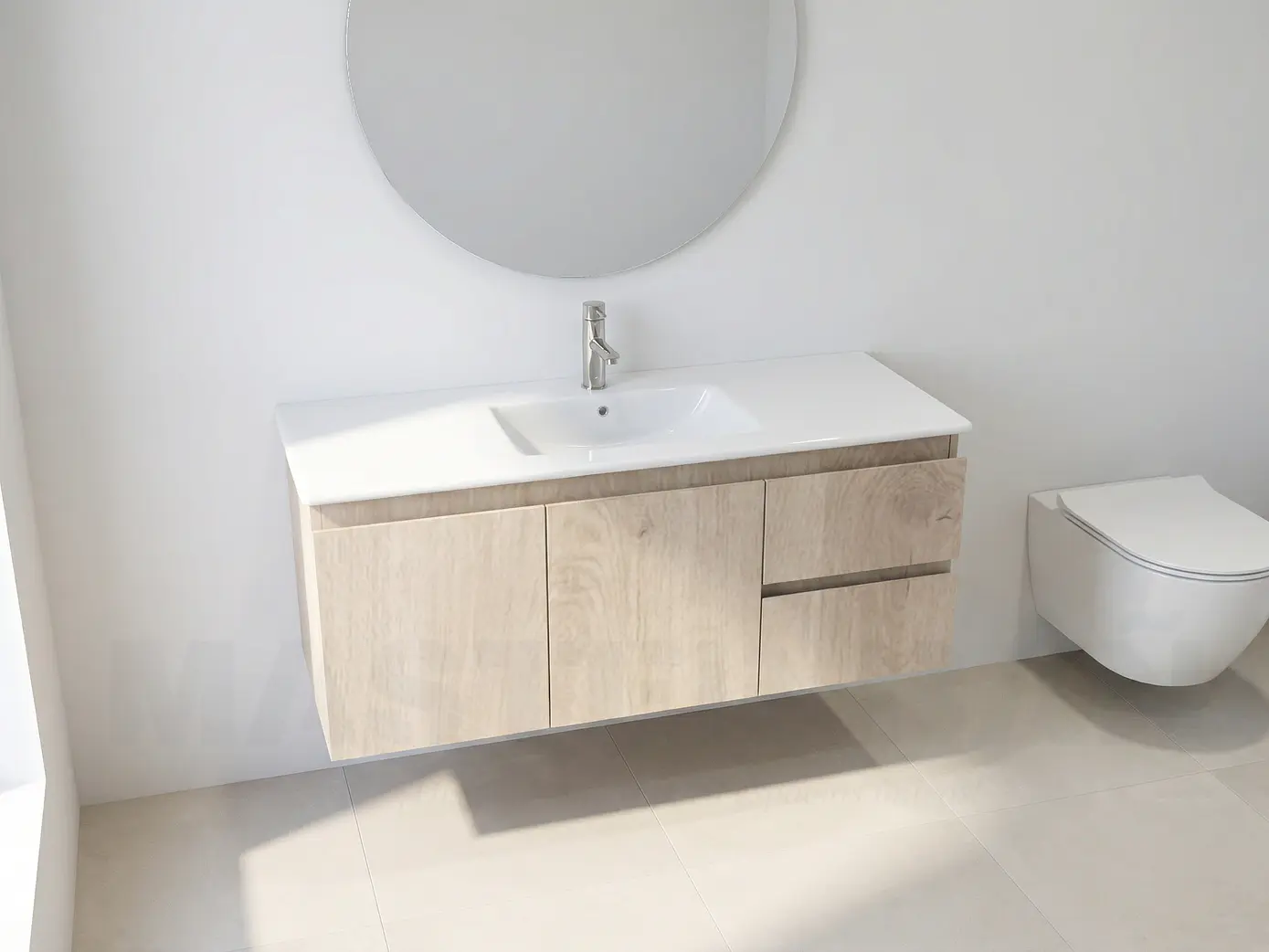 Mueble vanitorio aereo con cubierta de loza de 100 cm / M2-1001-A /Jerez 1