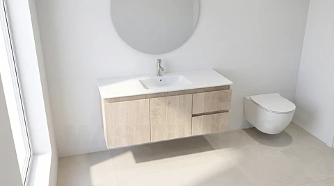 Mueble vanitorio aereo con cubierta de loza de 100 cm / M2-1001-A /Jerez