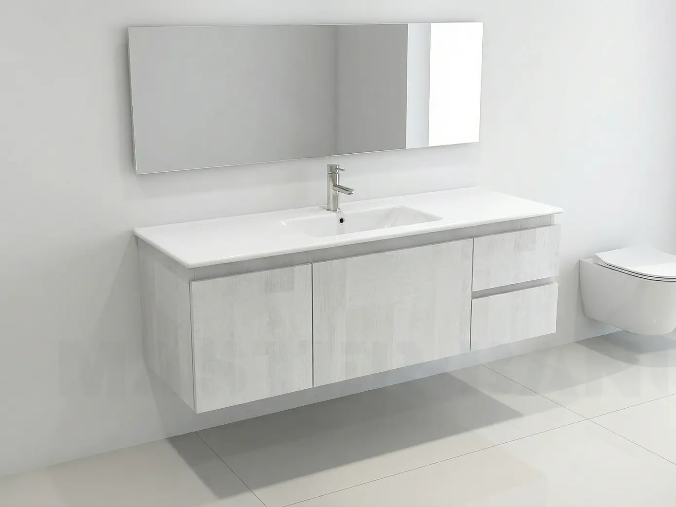 Mueble vanitorio aereo con cubierta de loza de 100 cm / M2-1001-A / Legno 1