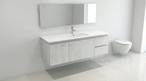 Mueble vanitorio aereo con cubierta de loza de 100 cm / M2-1001-A / Legno