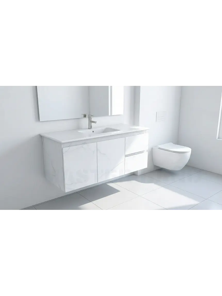 Mueble vanitorio aereo con cubierta de loza de 100 cm / M2-1001-A / Marmara 1