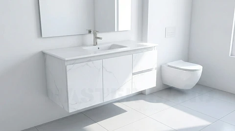 Mueble vanitorio aereo con cubierta de loza de 100 cm / M2-1001-A / Marmara