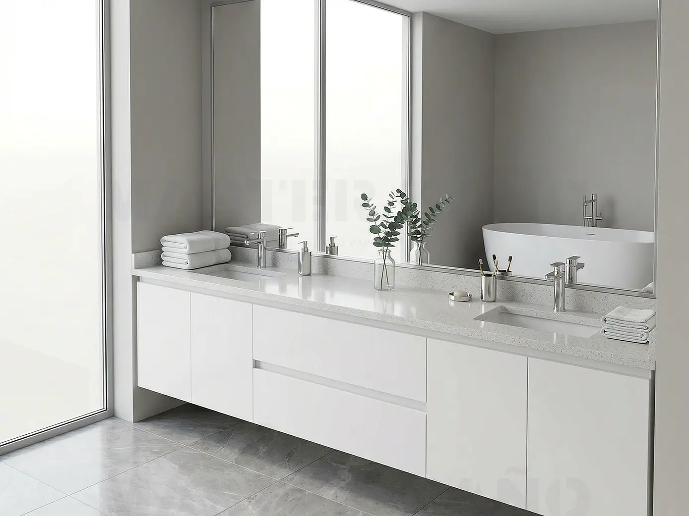 Mueble vanitorio Doble Aéreo  de 200 cm /  M2-2028 -DA / Blanco 1