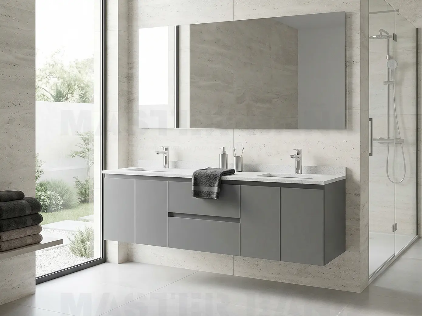 Mueble vanitorio Doble Aéreo  de 200 cm /  M2-2028 -DA / Carbon 1