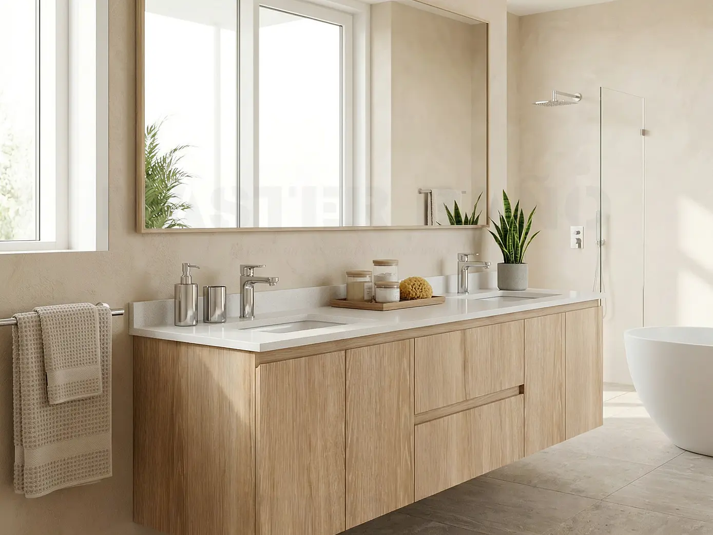 Mueble vanitorio Doble Aéreo  de 200 cm /  M2-2028 -DA / Cava 1