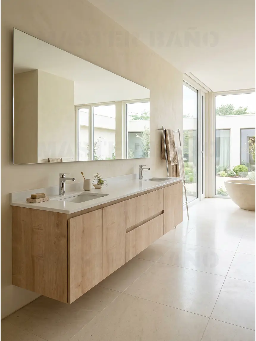 Mueble vanitorio Doble Aéreo  de 200 cm /  M2-2028 -DA / Rustico 1