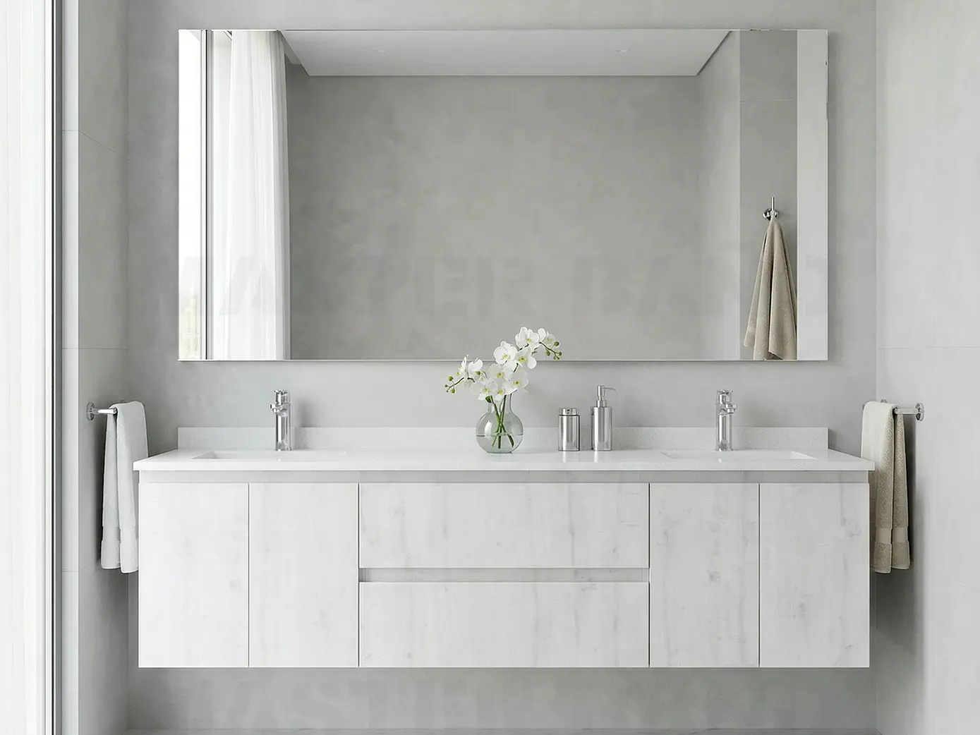 Mueble vanitorio Doble Aéreo  de 200 cm /  M2-2028 -DA / Alaska 1