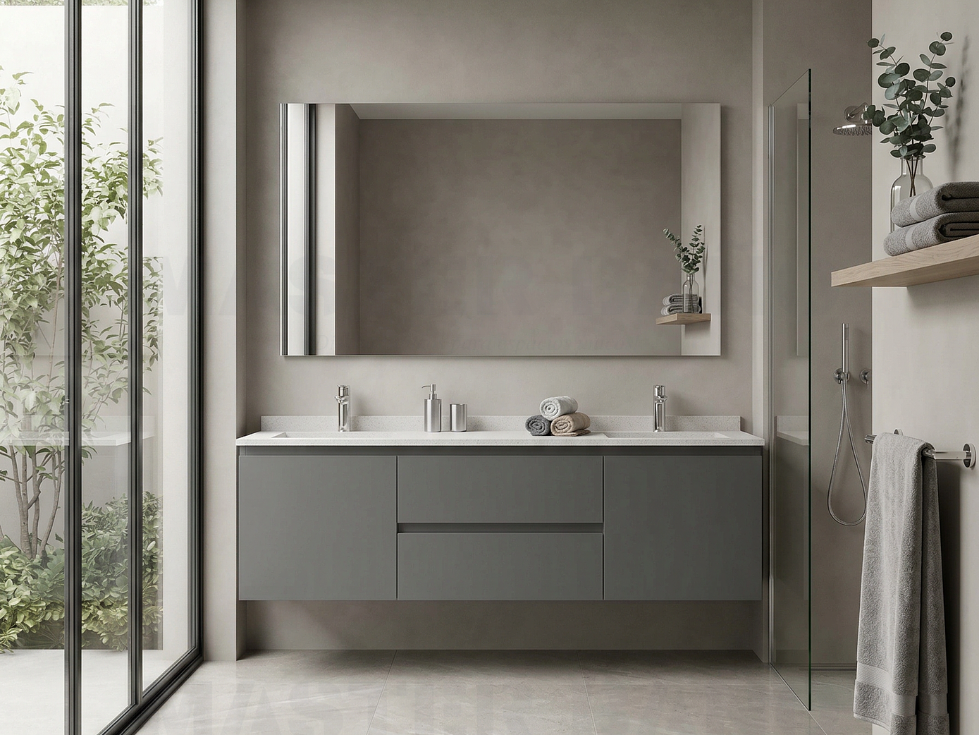 Mueble vanitorio Doble Aéreo  de 170 cm /  M2-1723 -DA / Carbon  1