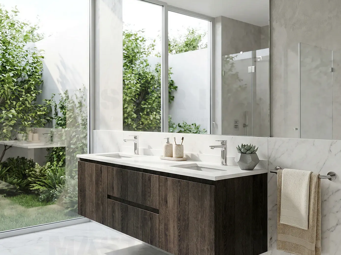 Mueble vanitorio Doble Aéreo  de 160 cm /  M2-1623 -DA / Espresso 1