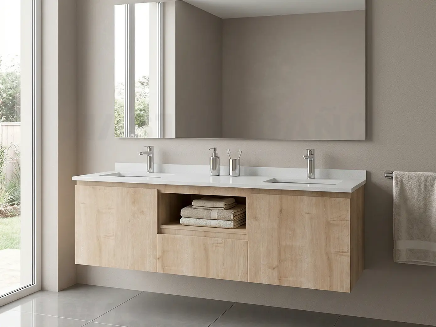 Mueble vanitorio Doble Aéreo  de 150 cm /  M2-1523 -DA / Rustico 1