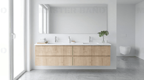 Mueble vanitorio Doble Aéreo  de 170 cm /  M4-1723 -DA / Rustico