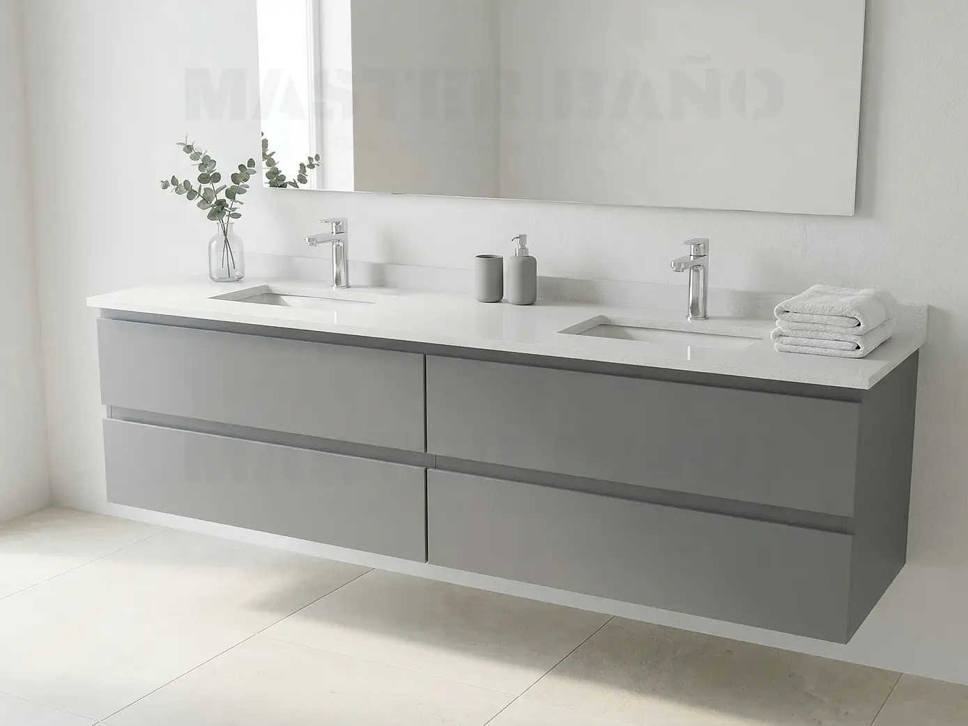 Mueble vanitorio Doble Aéreo  de 170 cm /  M4-1723 -DA / Carbon 1