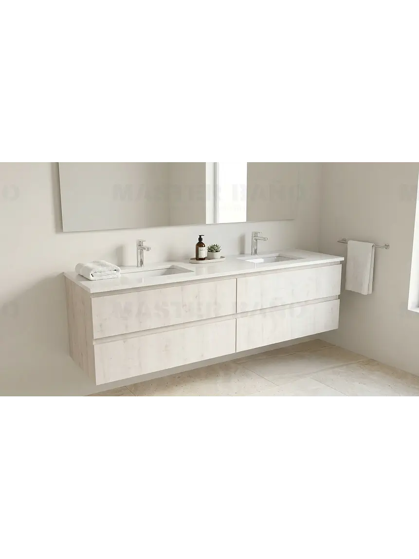 Mueble vanitorio Doble Aéreo  de 150 cm con cubierta de cuarzo /  M4-1533 -DA /  Alaska 1