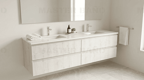 Mueble vanitorio Doble Aéreo  de 150 cm con cubierta de cuarzo /  M4-1533 -DA /  Alaska