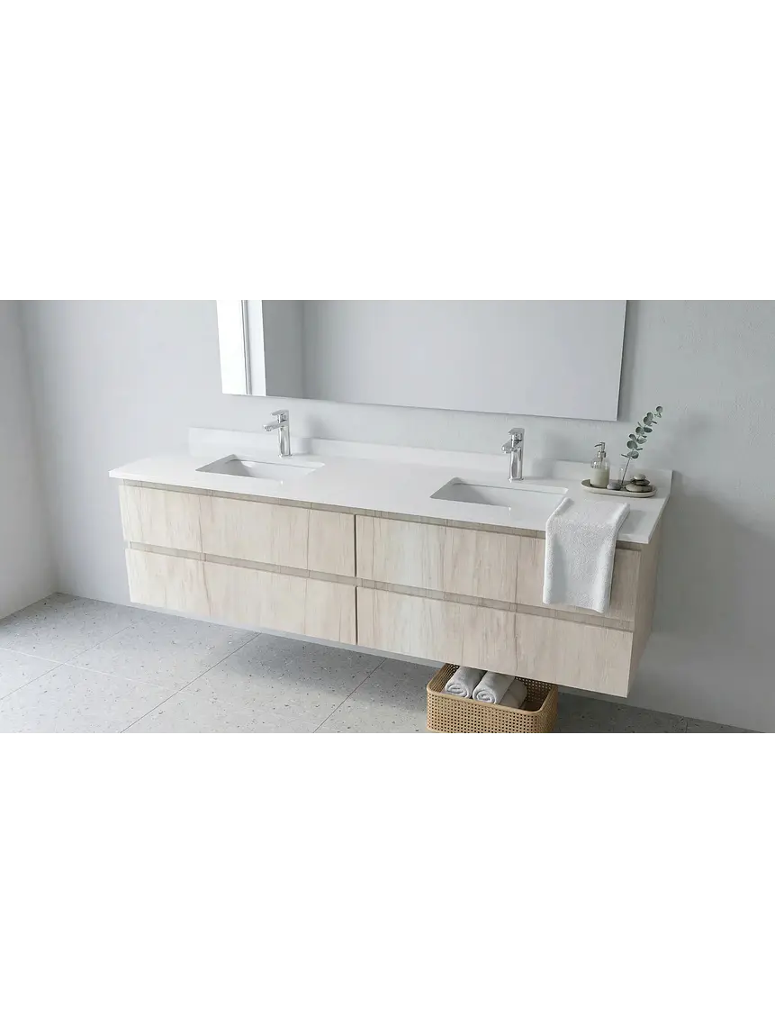 Mueble vanitorio Doble Aéreo  de 150 cm con cubierta de cuarzo /  M4-1533 -DA /  Toscana 1