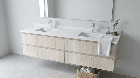 Mueble vanitorio Doble Aéreo  de 150 cm con cubierta de cuarzo /  M4-1533 -DA /  Toscana