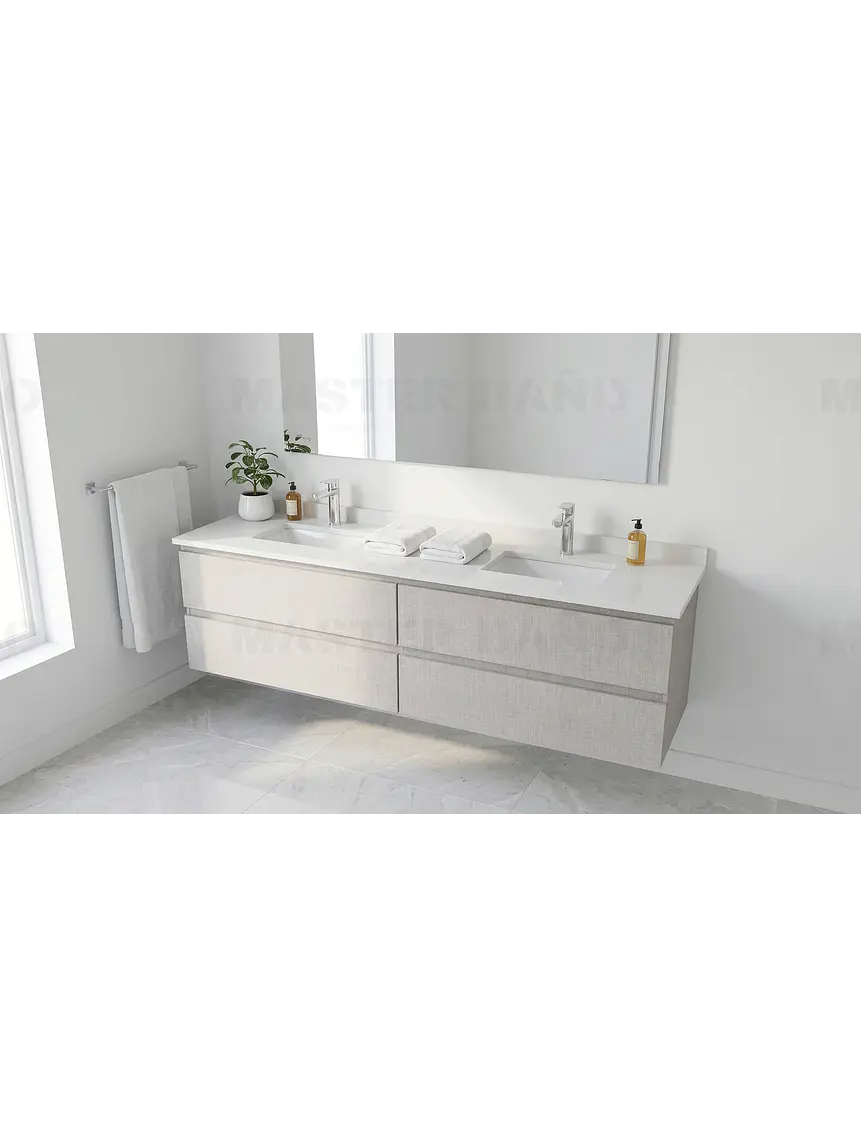 Mueble vanitorio Doble Aéreo  de 150 cm con cubierta de cuarzo /  M4-1533 -DA / Giorno 1