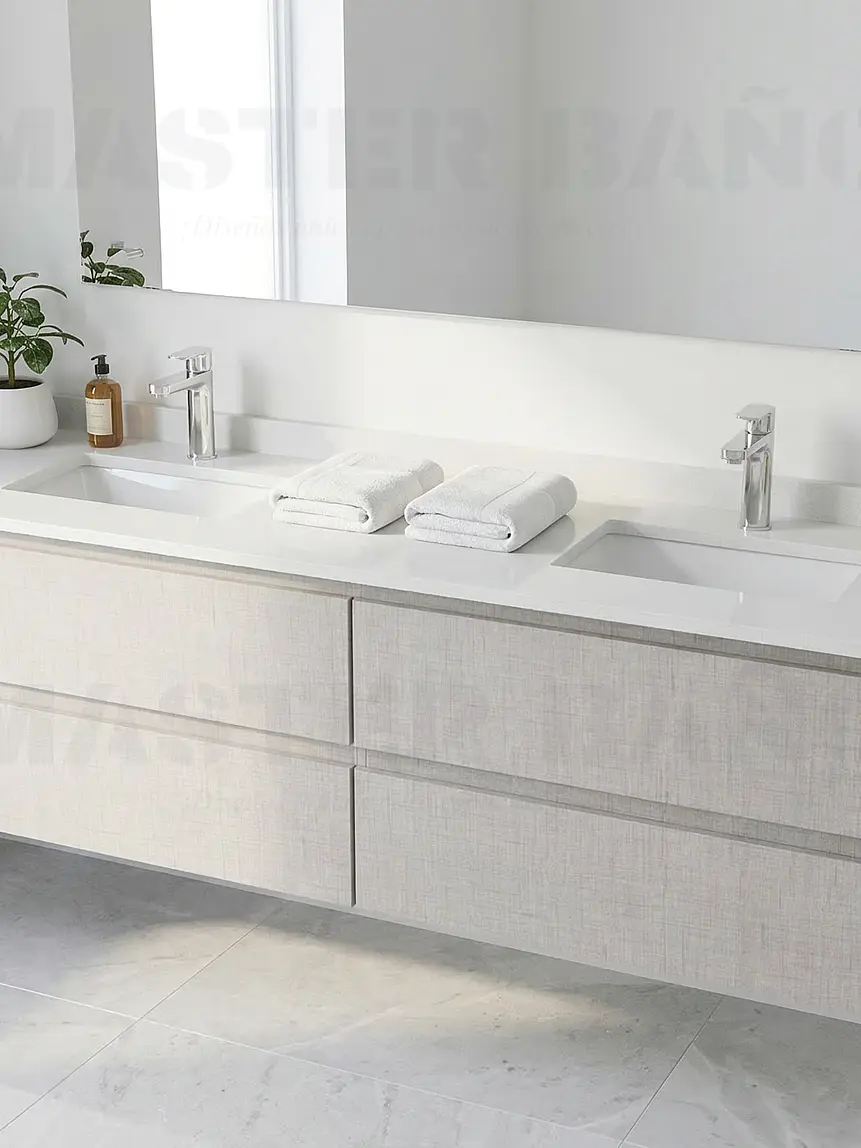 Mueble vanitorio Doble Aéreo  de 150 cm con cubierta de cuarzo /  M4-1533 -DA / Giorno 1