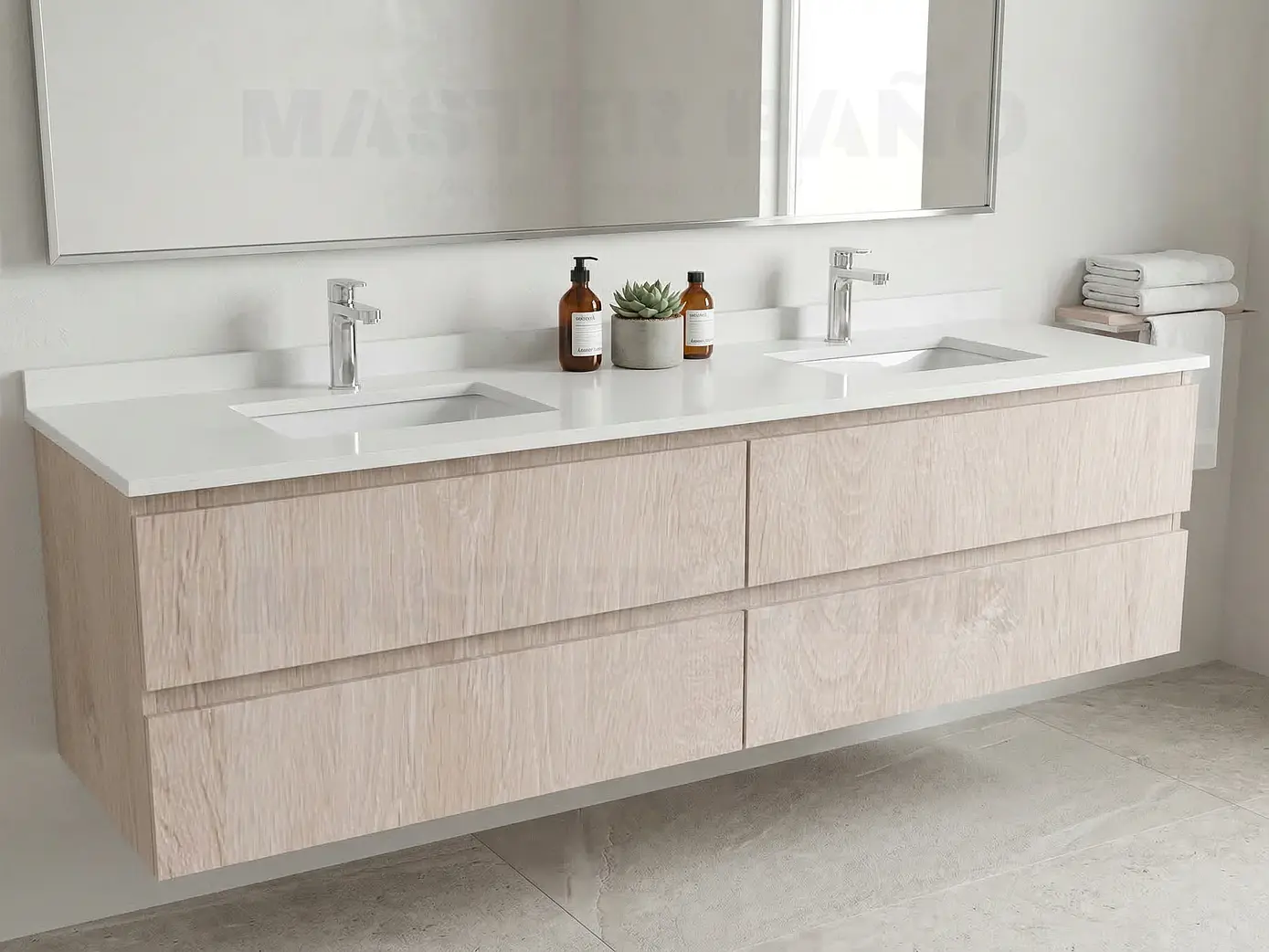 Mueble vanitorio Doble Aéreo  de 150 cm con cubierta de cuarzo /  M4-1533 -DA /  Provenzal 1