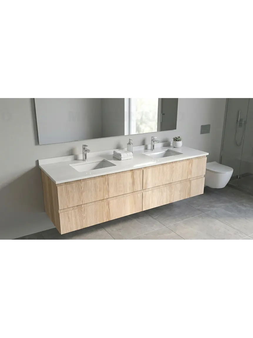 Mueble vanitorio Doble Aéreo  de 150 cm con cubierta de cuarzo /  M4-1533 -DA /  Cava 1