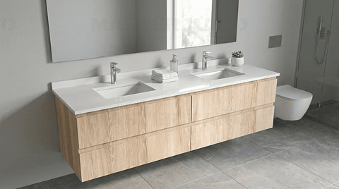 Mueble vanitorio Doble Aéreo  de 150 cm con cubierta de cuarzo /  M4-1533 -DA /  Cava