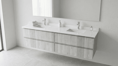 Mueble vanitorio Doble Aéreo  de 150 cm con cubierta de cuarzo /  M4-1533 -DA /  Legno