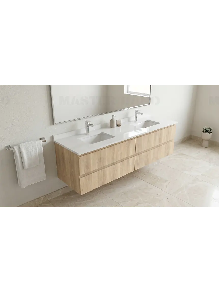 Mueble vanitorio Doble Aéreo  de 150 cm con cubierta de cuarzo /  M4-1533 -DA /  Jerez 1
