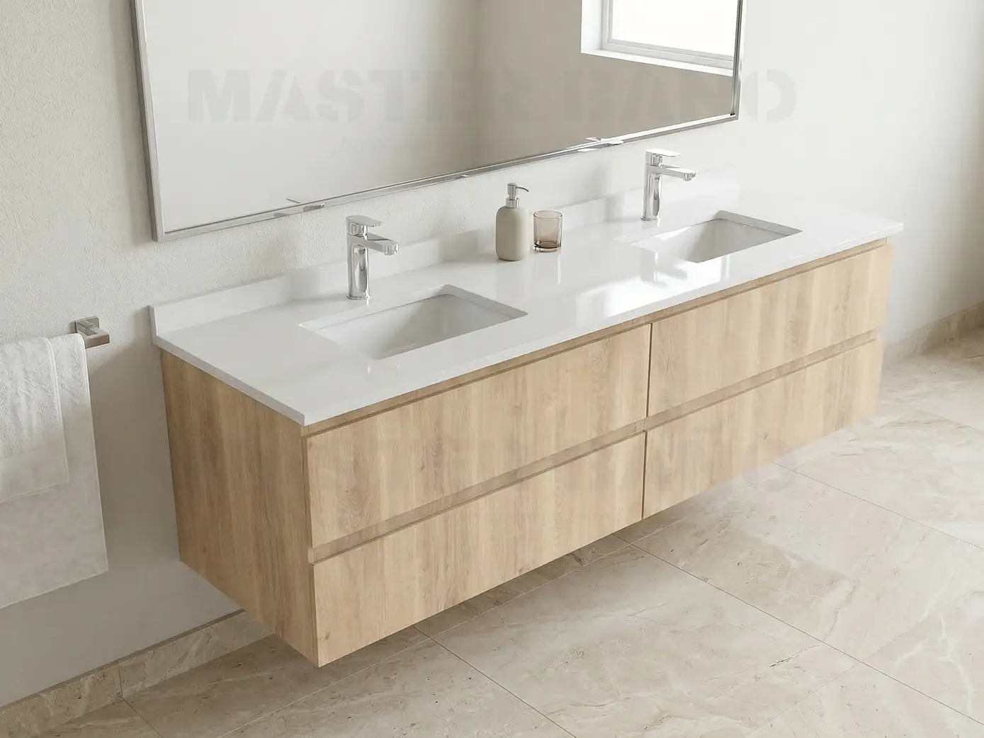 Mueble vanitorio Doble Aéreo  de 150 cm con cubierta de cuarzo /  M4-1533 -DA /  Jerez 1