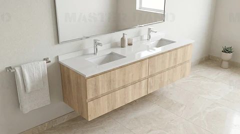 Mueble vanitorio Doble Aéreo  de 150 cm con cubierta de cuarzo /  M4-1533 -DA /  Jerez