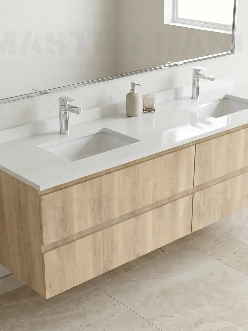 Mueble vanitorio Doble Aéreo  de 150 cm con cubierta de cuarzo /  M4-1533 -DA /  Jerez 1
