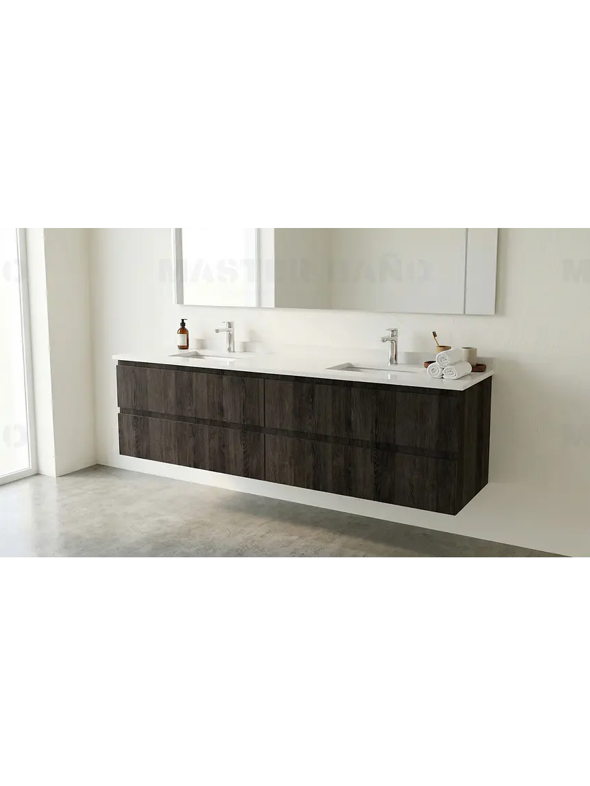Mueble vanitorio Doble Aéreo  de 150 cm con cubierta de cuarzo /  M4-1533 -DA /  Espresso 1