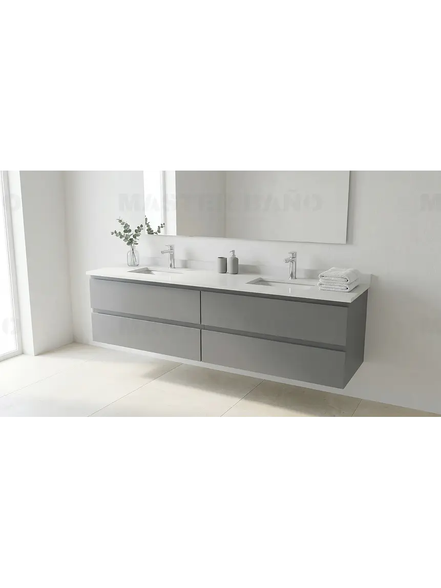 Mueble vanitorio Doble Aéreo  de 150 cm con cubierta de cuarzo /  M4-1533 -DA /  Carbon 1
