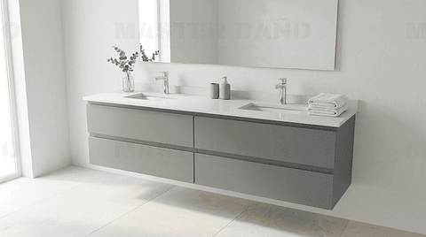 Mueble vanitorio Doble Aéreo  de 150 cm con cubierta de cuarzo /  M4-1533 -DA /  Carbon