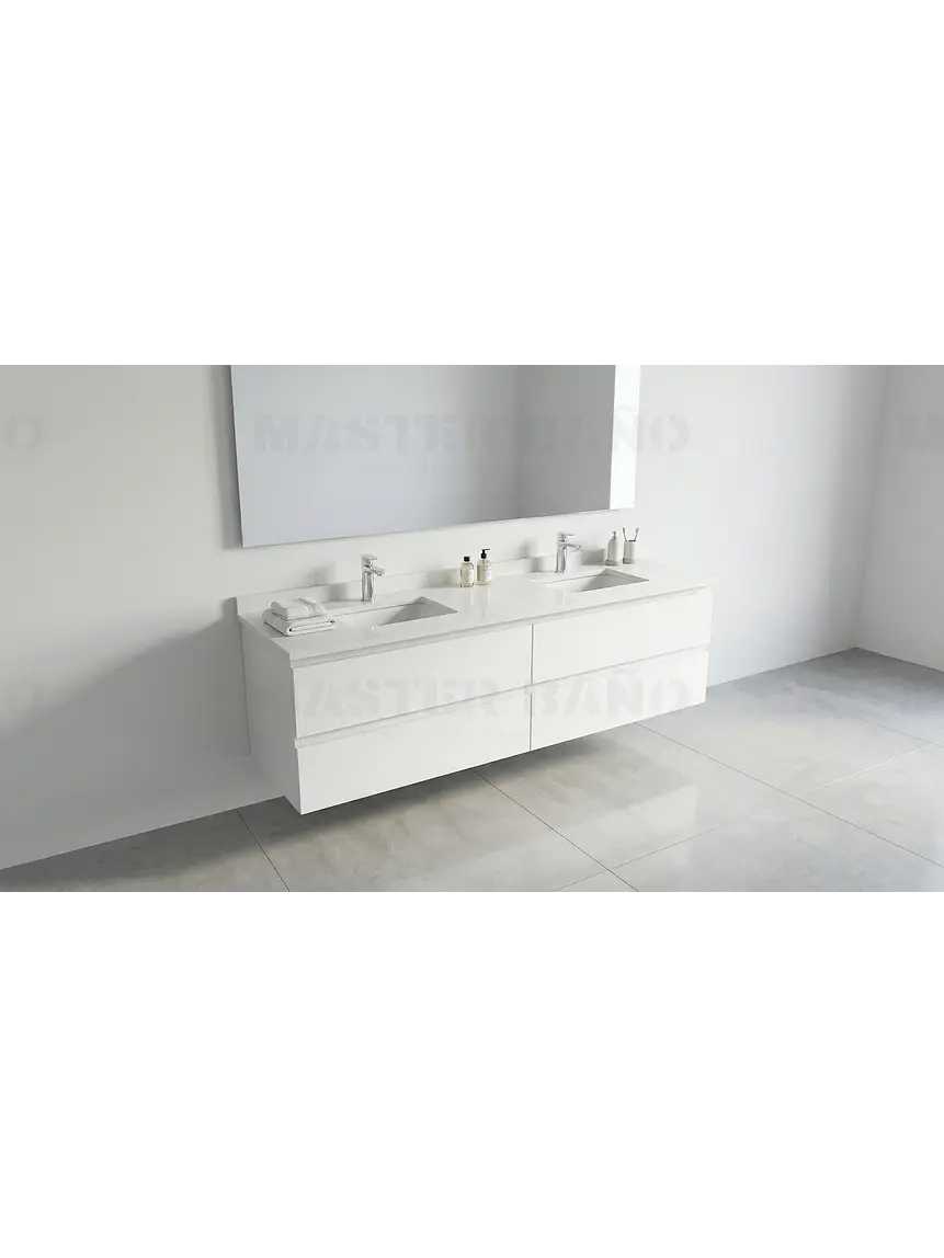 Mueble vanitorio Doble Aéreo  de 150 cm con cubierta de cuarzo /  M4-1533 -DA /  Blanco 1