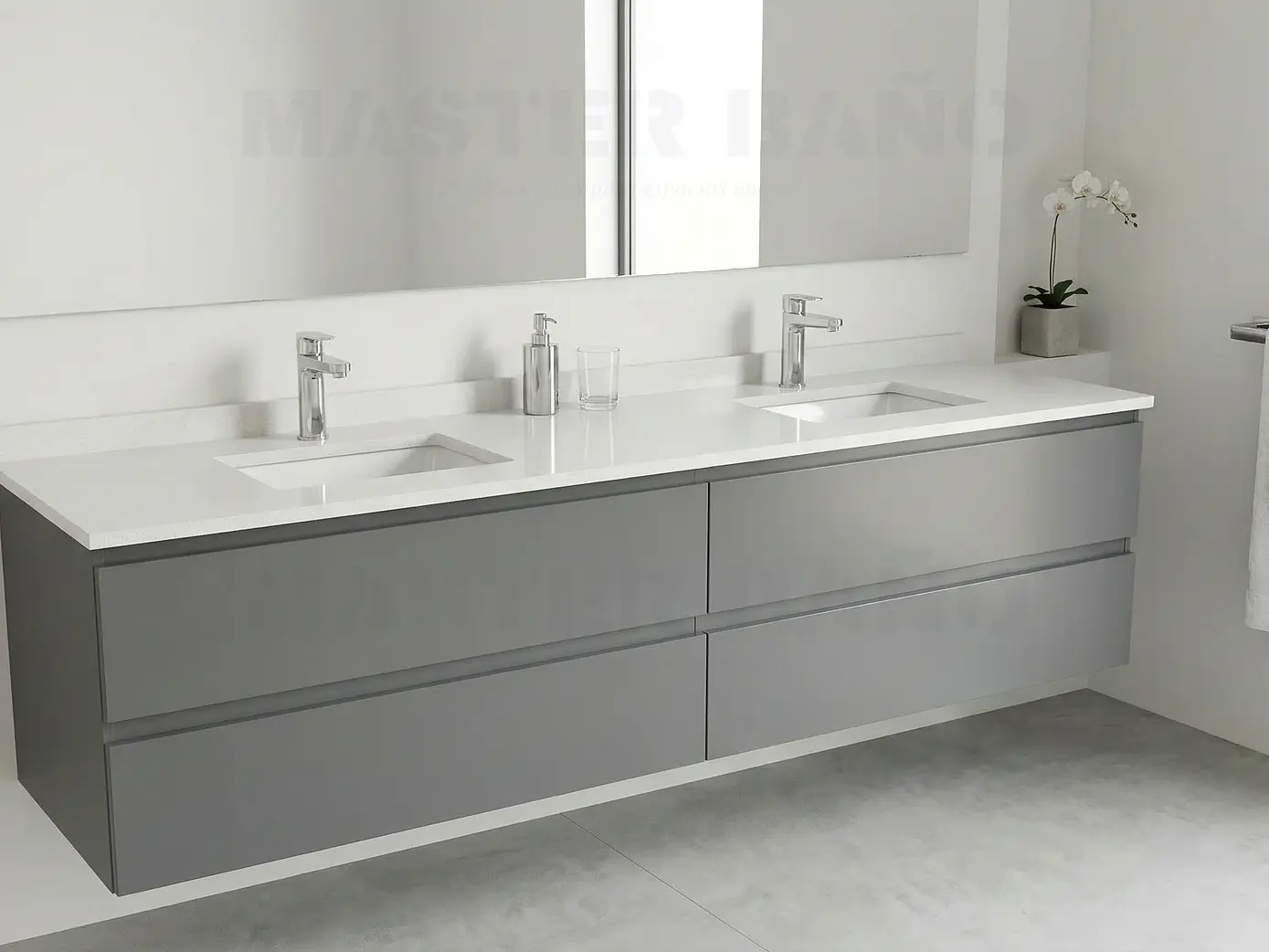 Mueble vanitorio Doble Aéreo  de 180 cm /  M4-1823 -DA / Carbon 1