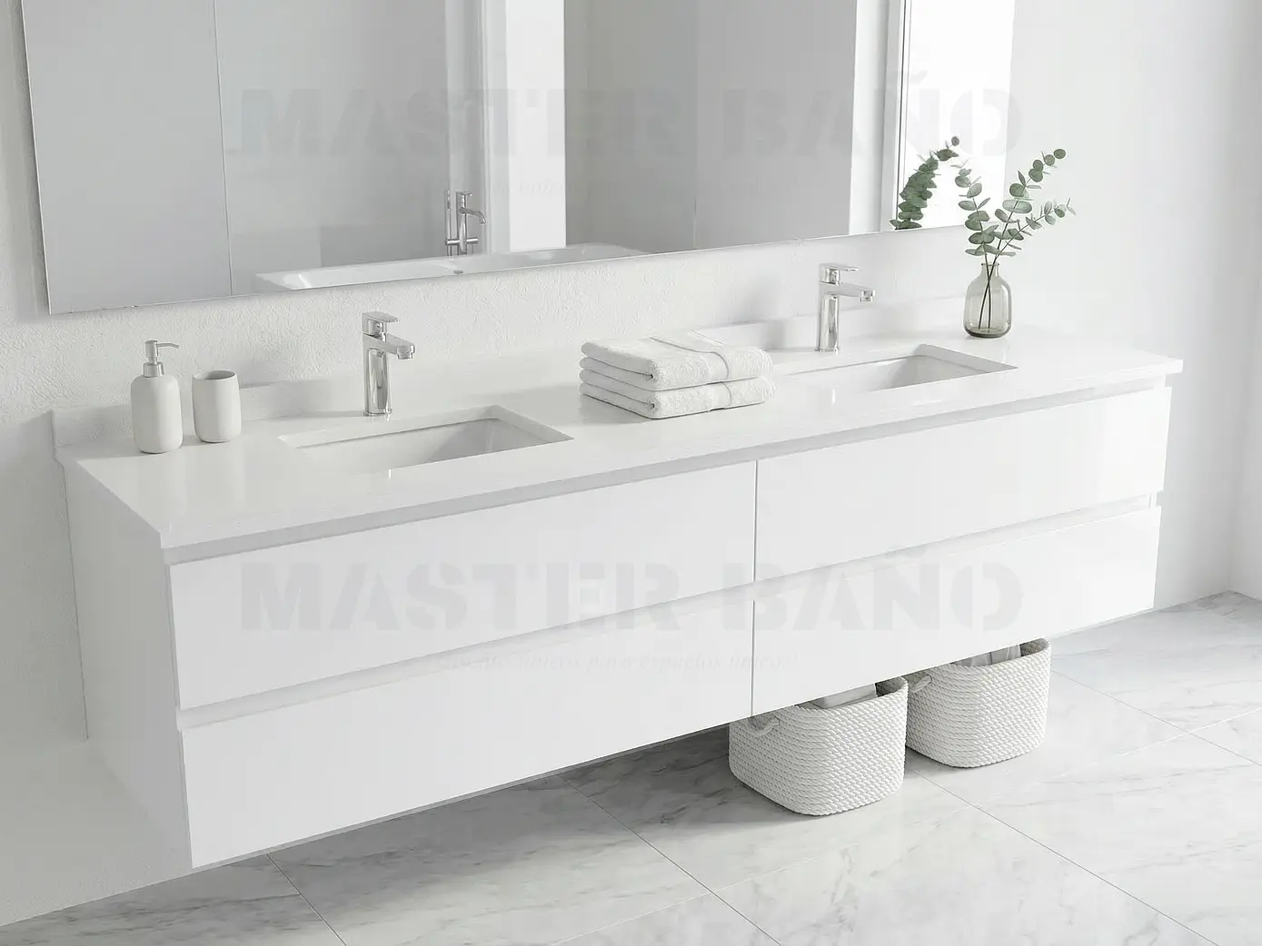Mueble vanitorio Doble Aéreo  de 180 cm /  M4-1823 -DA / Blanco 1