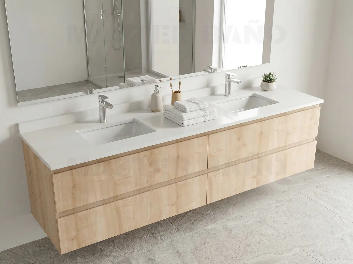 Mueble vanitorio Doble Aéreo  de 180 cm /  M4-1823 -DA / Rustico 1