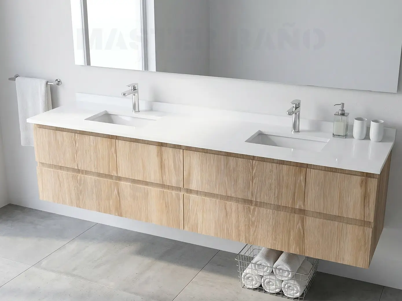 Mueble vanitorio Doble Aéreo  de 180 cm /  M4-1823 -DA / Cava  1